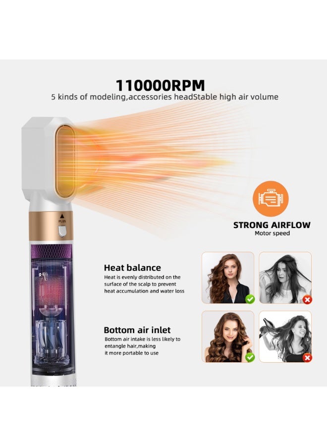 يو فري [ترقية] 5 في 1 مجفف الشعر فرشاة مشط ساخن مجموعة 1000W الهواء الساخن الشعر Curler والمستقيم تصميم أداة مشط مشط مشط مناسبة لأنواع الشعر النساء - Image 2